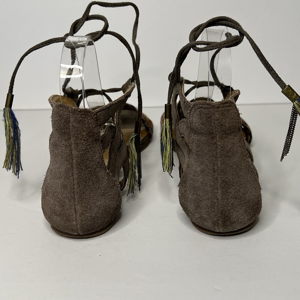 Dolce Vita flat sandals grey multi colored woven strap ankle strap with tassel 7 - Picture 4 of 9